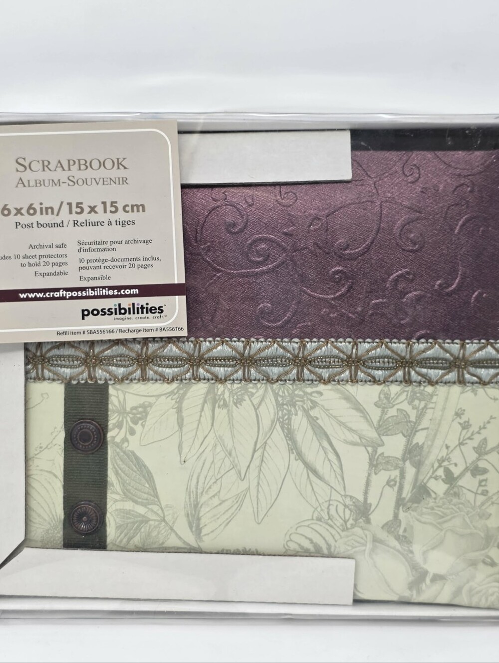 Vintage Possibilities 6x6 Post Bound Scrapbook Memory Album Green Floral 2005